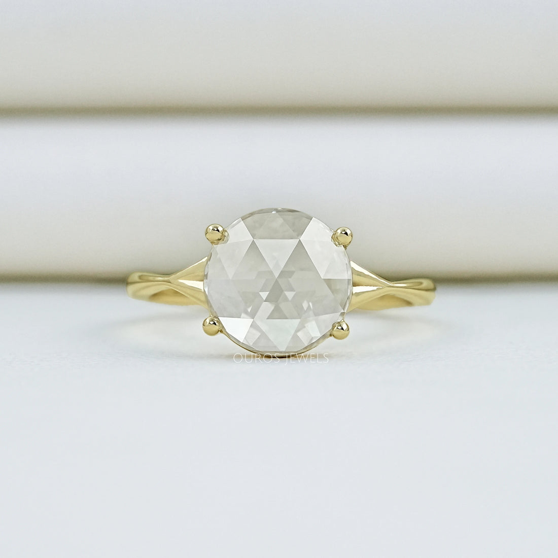 Rose Cut Round Diamond Split Shank Ring