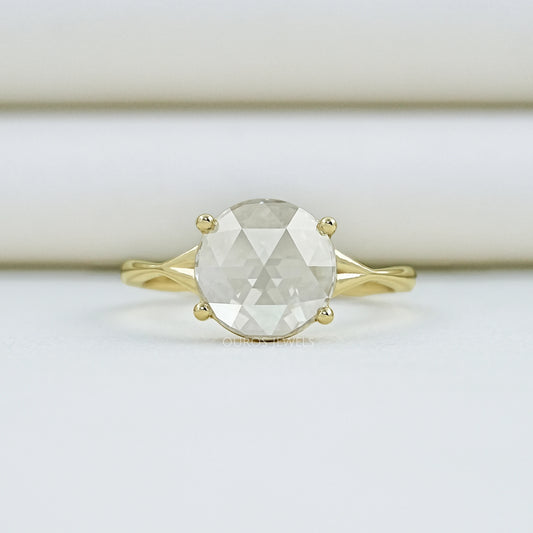 Rose Cut Round Diamond Split Shank Ring