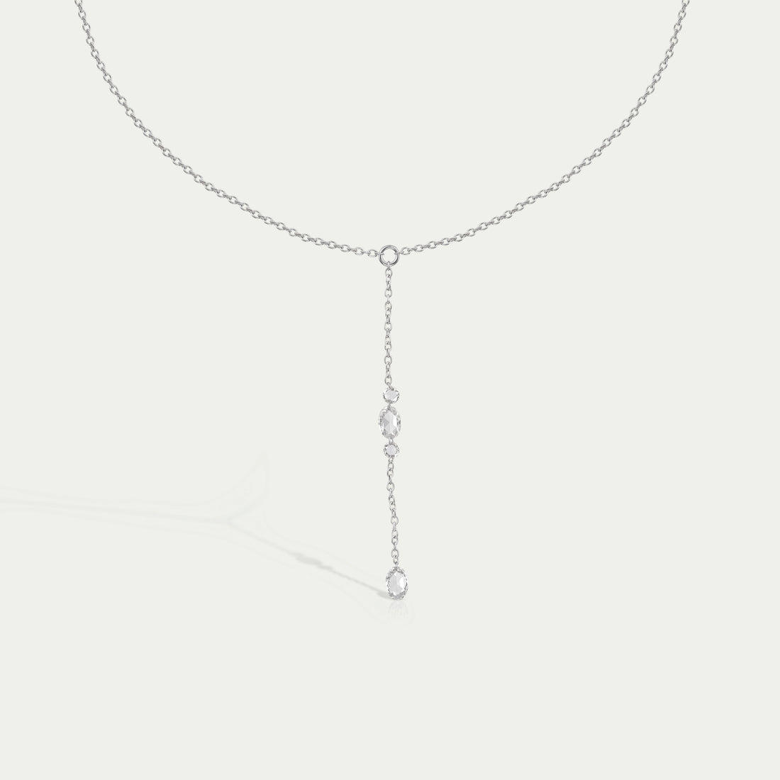 Rose Cut Oval And Round Diamond Lariat Necklace Necklaces