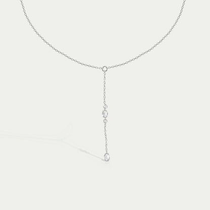 Rose Cut Oval And Round Diamond Lariat Necklace Necklaces