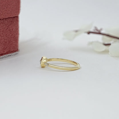 East West Rose Cut Oval Diamond Milgrain Accent Ring Ring
