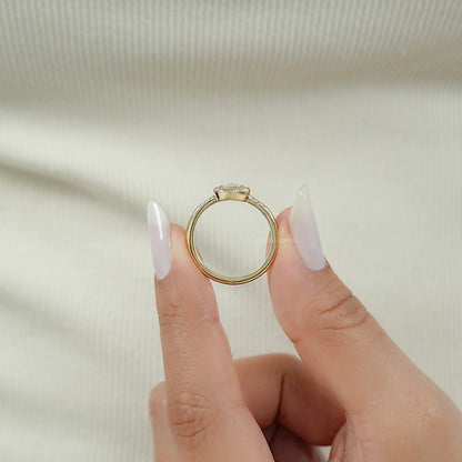 East West Rose Cut Oval Diamond Milgrain Accent Ring Ring