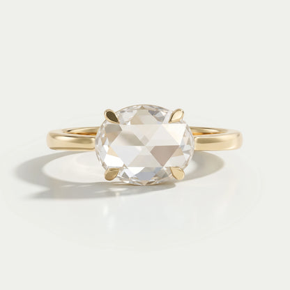 East West Rose Cut Oval Diamond Solitaire Ring Ring