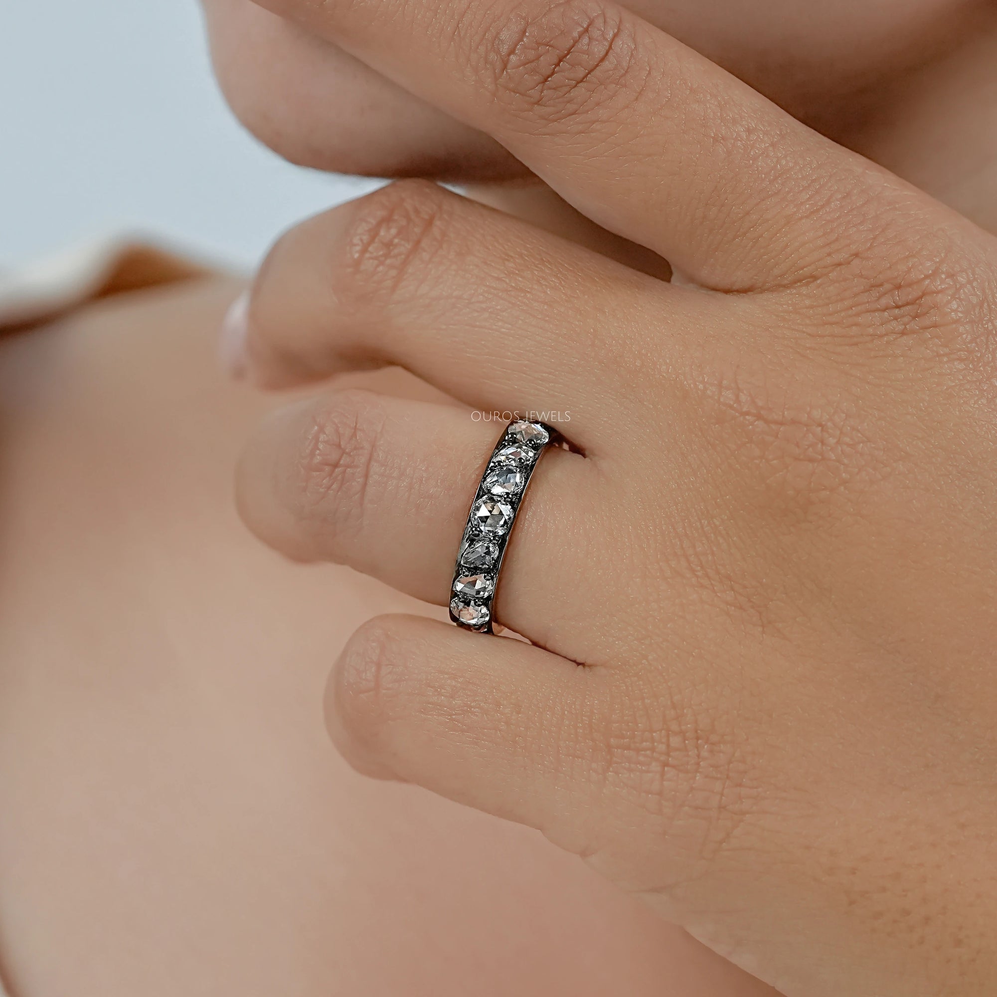 Rose Cut Diamond Eternity Wedding Band
