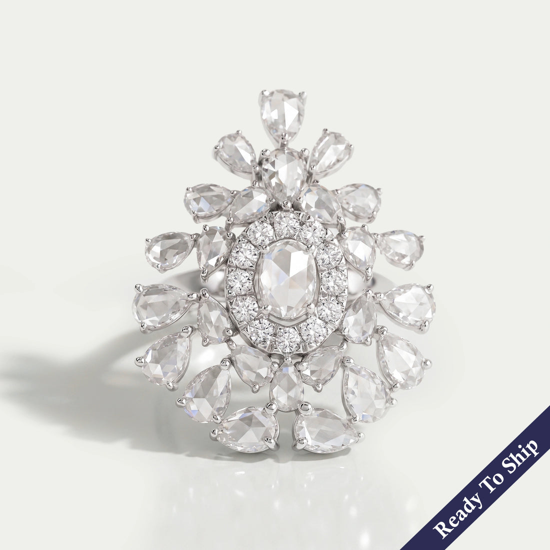 Rose Cut Lab Diamond Cluster Ring Ring