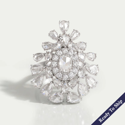 Rose Cut Lab Diamond Cluster Ring Ring