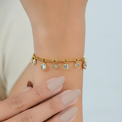 Bracelet chaîne à stations en diamant de laboratoire taille rose