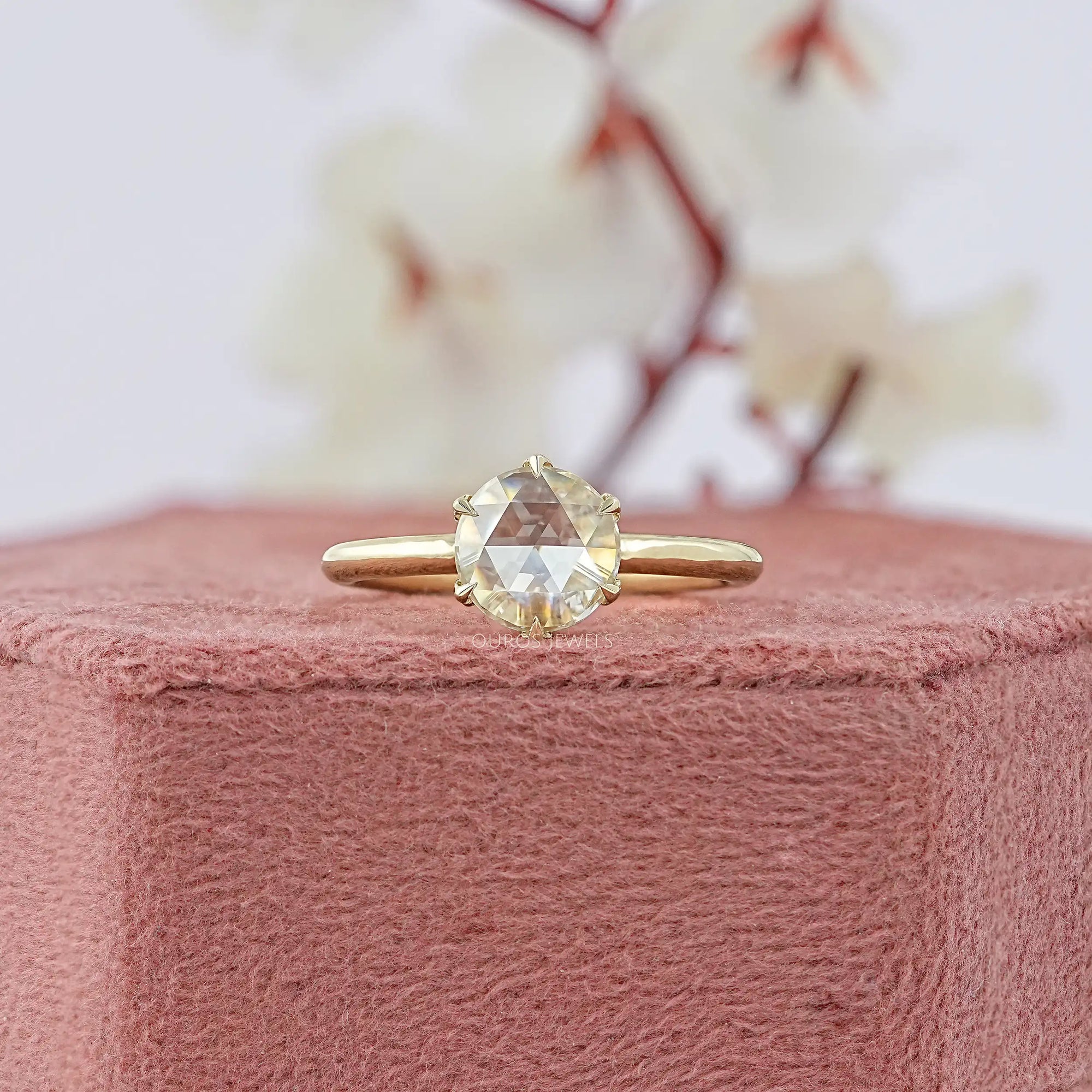 Rose Cut Round Diamond Solitaire Ring