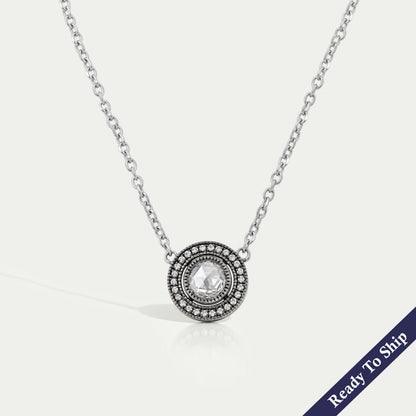 Rose Cut Round Diamond Halo Necklace Necklaces