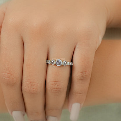 Rose Cut Round Diamond Accent Engagement Ring