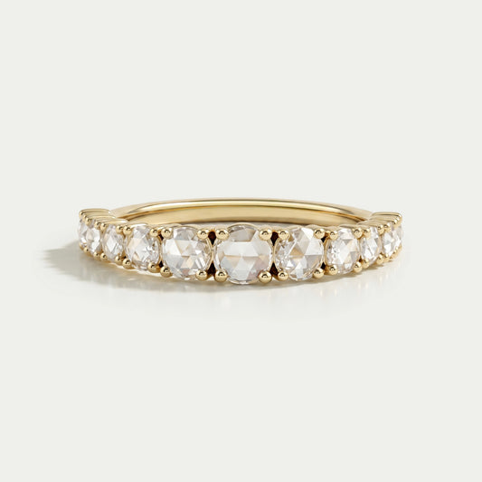 Rose Cut Round Diamond Half Eternity Band