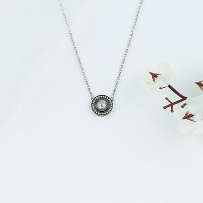 Rose Cut Round Diamond Halo Necklace Necklaces