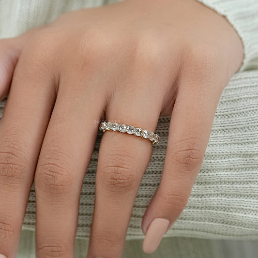 Rose Cut Round Diamond Eternity Wedding Band Ring