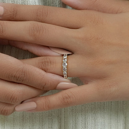 Rose Cut Round Diamond Half Eternity Band