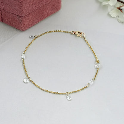 Rose Cut Lab Diamond Station Chain Bracelet Bracelet