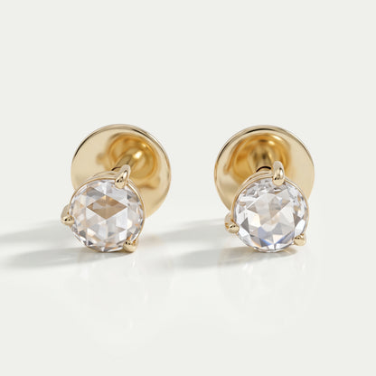 Rose Cut Round Lab Diamond Stud Earrings Earring