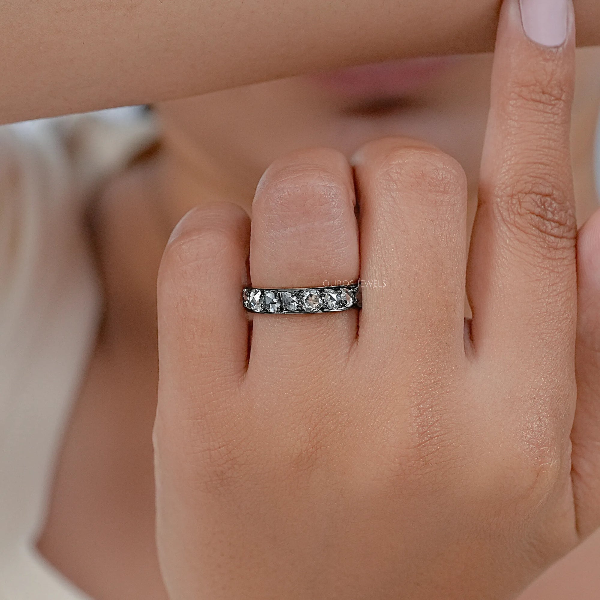 Rose Cut Diamond Eternity Wedding Band Rings
