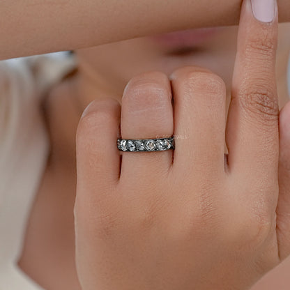 Rose Cut Diamond Eternity Wedding Band Rings