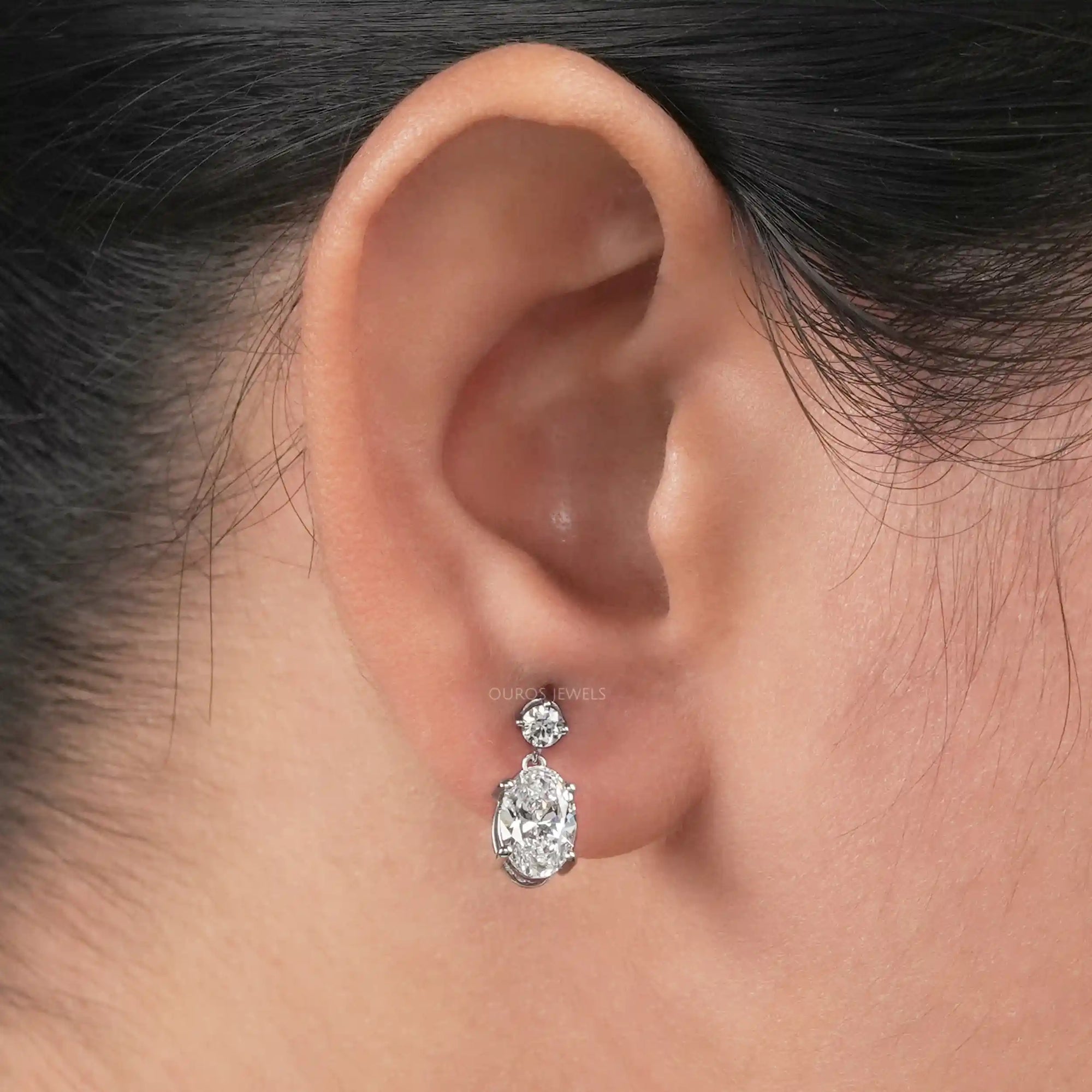 Round And Oval Cut Lab Diamond Drop Dangle Earring