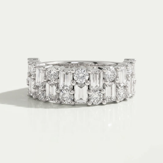 Alliance de mariage semi-éternité à double rangée de diamants de laboratoire