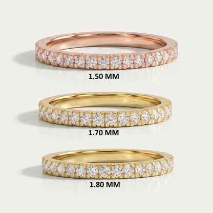 Round Cut Lab Grown Diamond Half Eternity Wedding Band