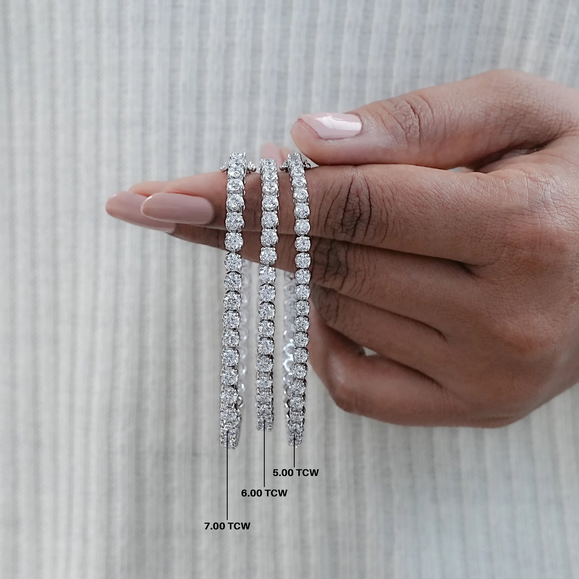 Round Diamond Tennis Bracelet in 5.00 | 6.00 | 7.00 TCW