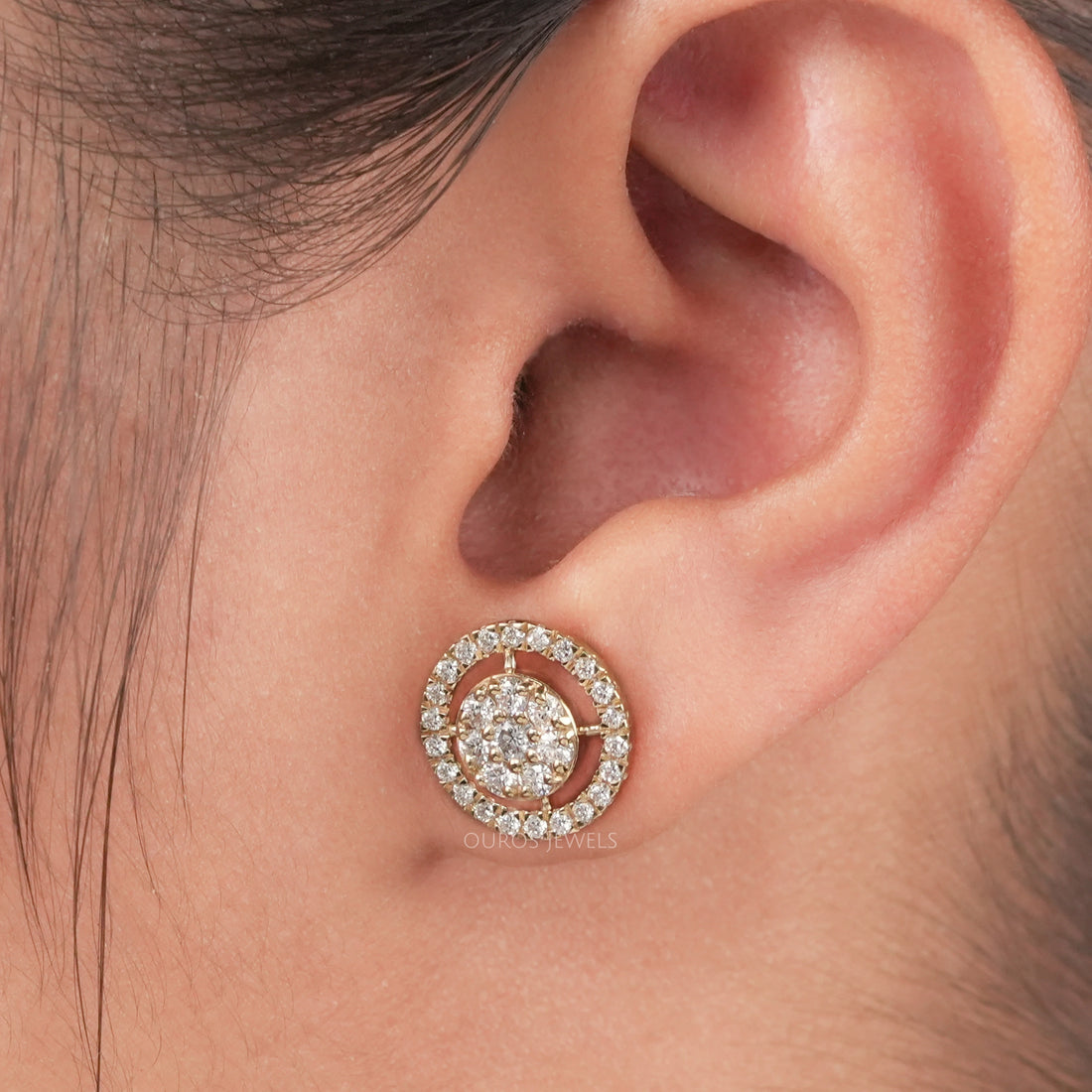 Brilliant Round Cut Lab Diamond Halo Stud Earrings Earring