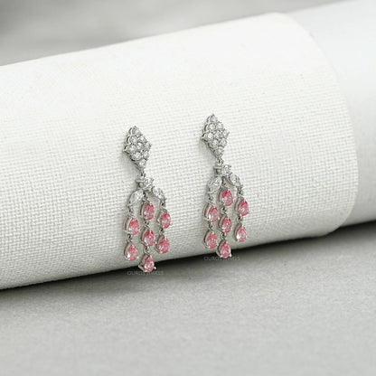 Fancy Pink Pear Chandelier Earrings Earrings
