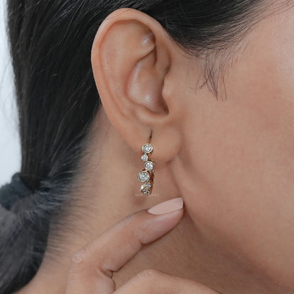 Round Lab Diamond Bezel Set Hoop Earrings Earring