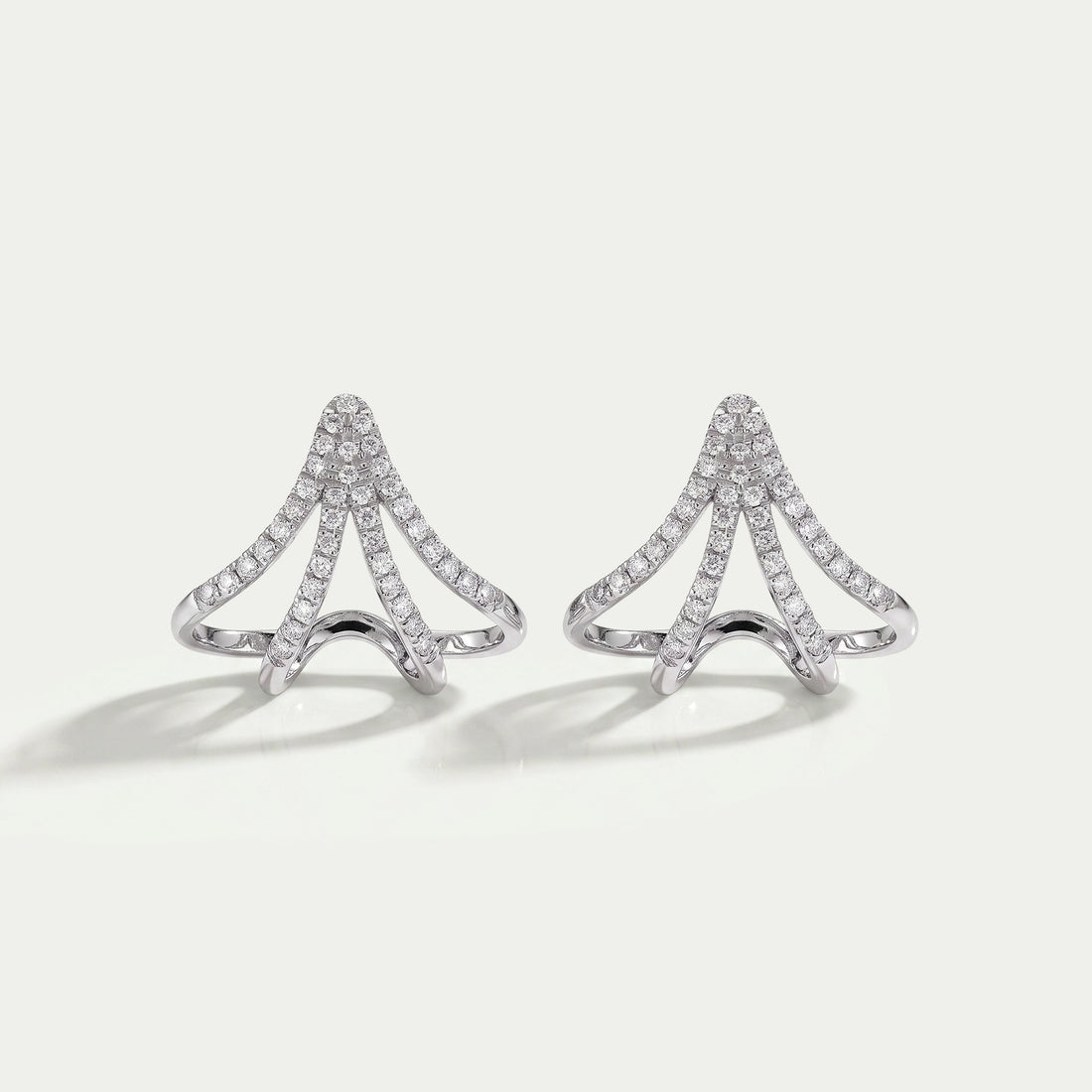 Round Lab Diamond Arrow Cage Huggie Earrings Earrings