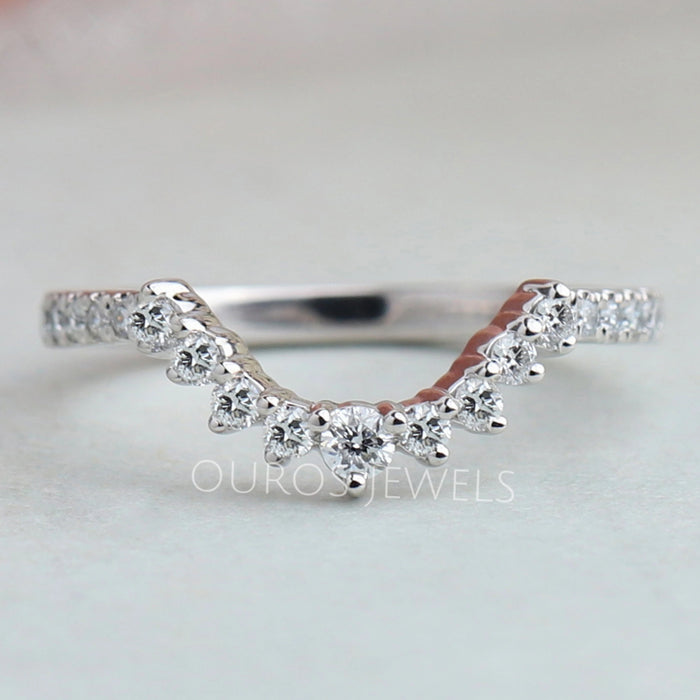 Round Cut Half Eternity Curved Band