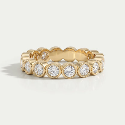 Round Lab Diamond Bezel Set Eternity Band Ring