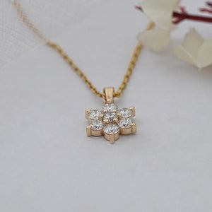 Floral Shape Round Lab Diamond Pendant