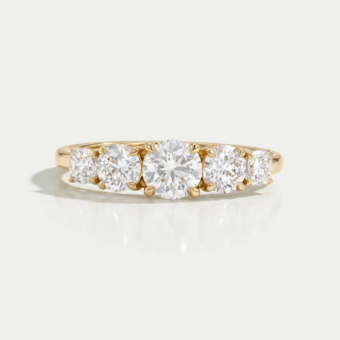 Cushion And Round Diamond Five Stone Engagement Ring Ring