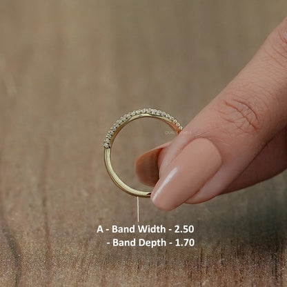 Pave Set Round Lab Diamond Curved Band Ring