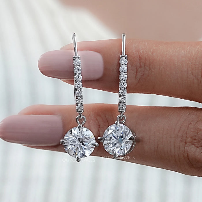Round Lab Diamond Dangle Earrings