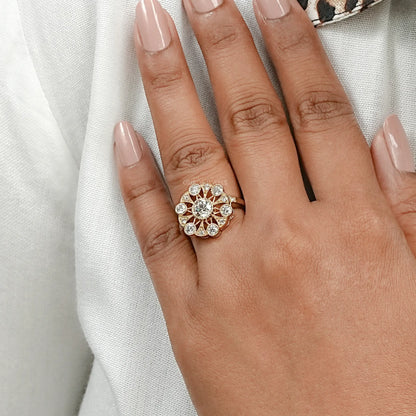 Vintage Old Cut Round Flower Style Ring Ring