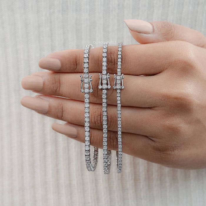 Round Cut Lab Grown Diamond Tennis Bracelet -  3.00 | 4.00 TCW