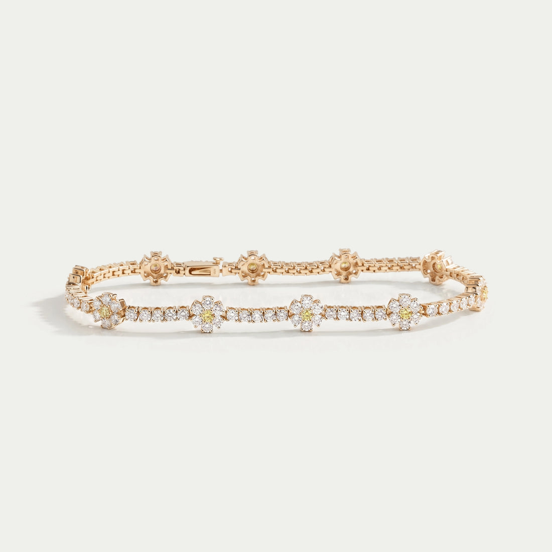 Round Cut Lab Grown Diamond Daisy Flower Bracelet