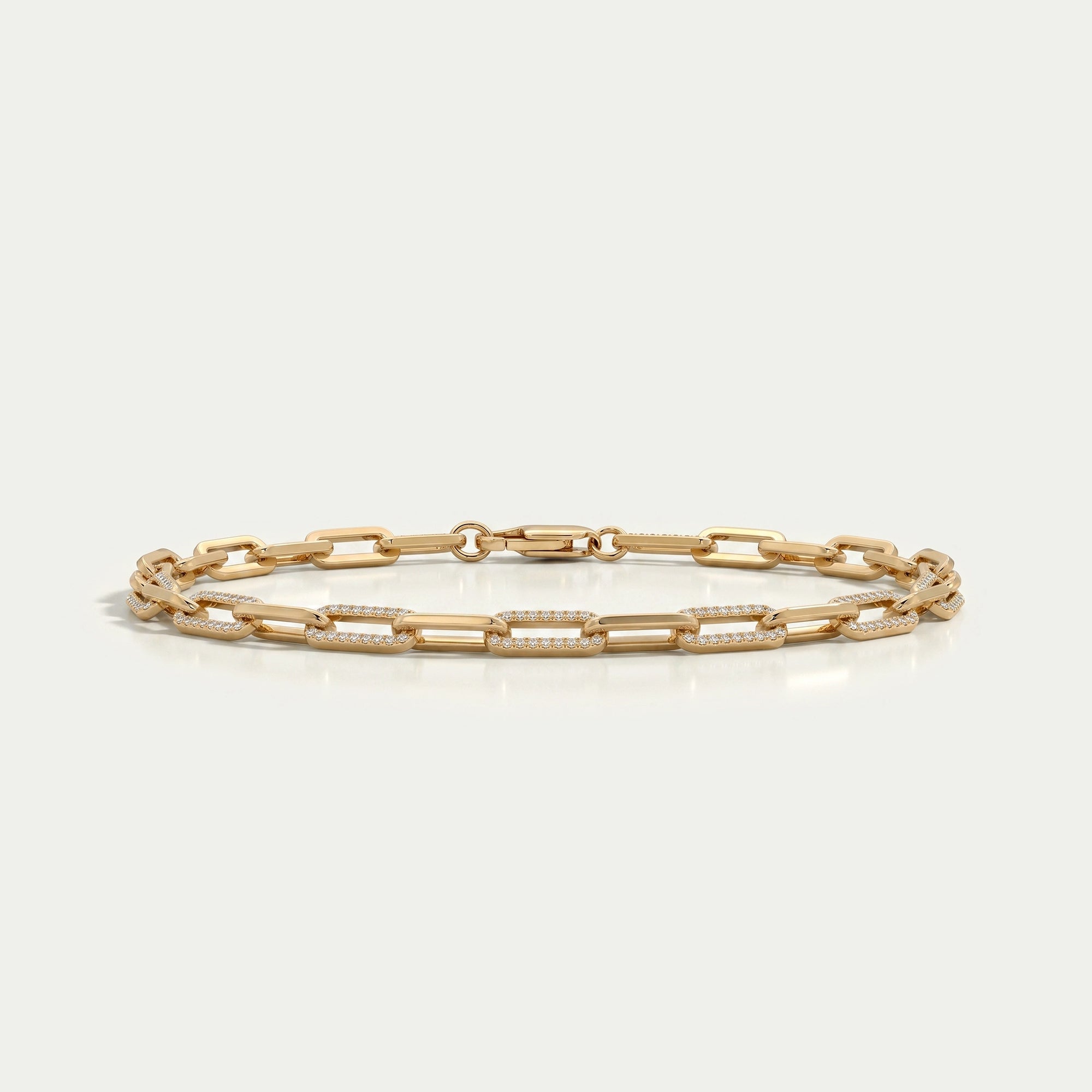 Round Lab Diamond Paper Clip Link Bracelet