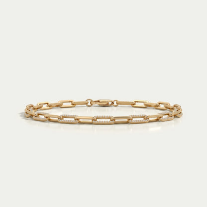 Round Lab Diamond Paper Clip Link Bracelet
