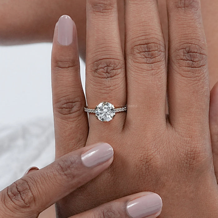 Round  Cut  Lab Diamond Tulip Engagement Ring