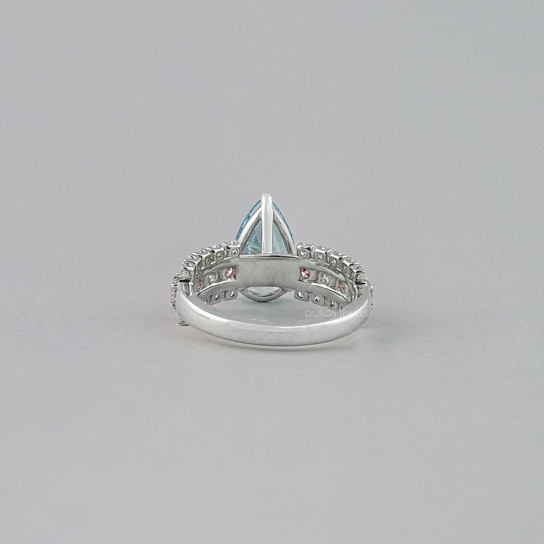Fancy Blue Pear Lab Diamond Accent Cocktail Ring Ring