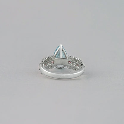 Fancy Blue Pear Lab Diamond Accent Cocktail Ring Ring