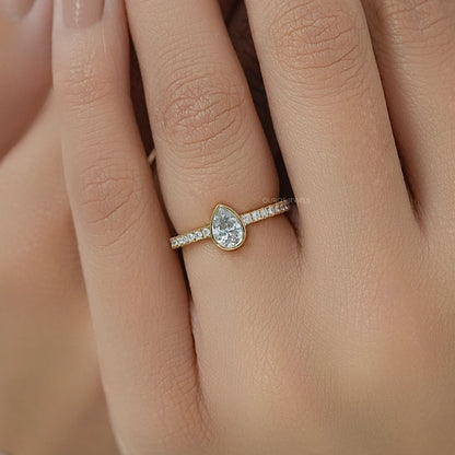 Bezel Set Lab Diamond Solitaire With Accent Ring Ring