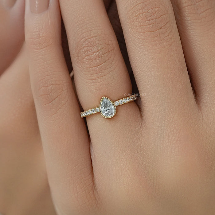 Bezel Set Lab Diamond Solitaire With Accent Ring