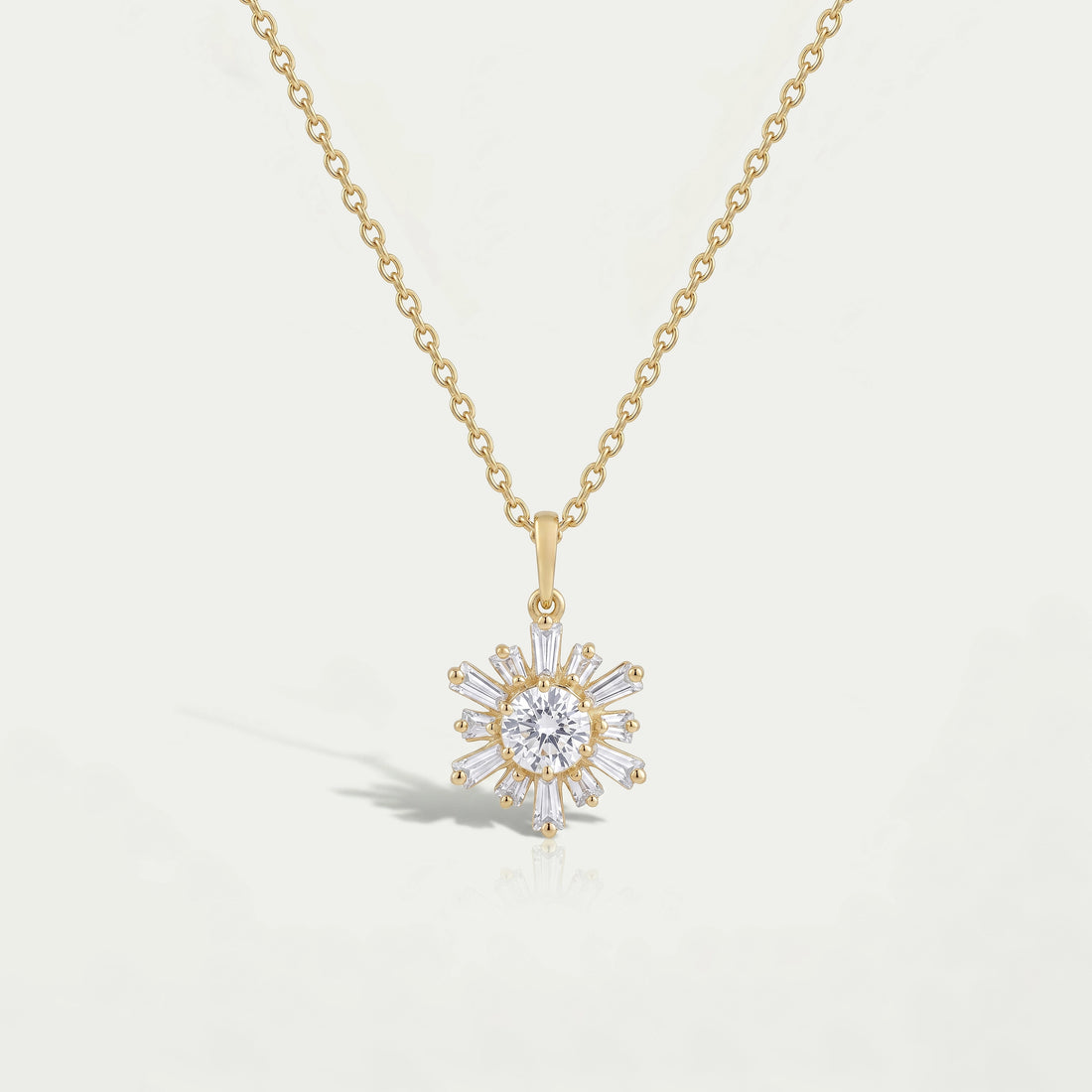 Tapered Baguette And Round Cluster Diamond Necklace Necklaces