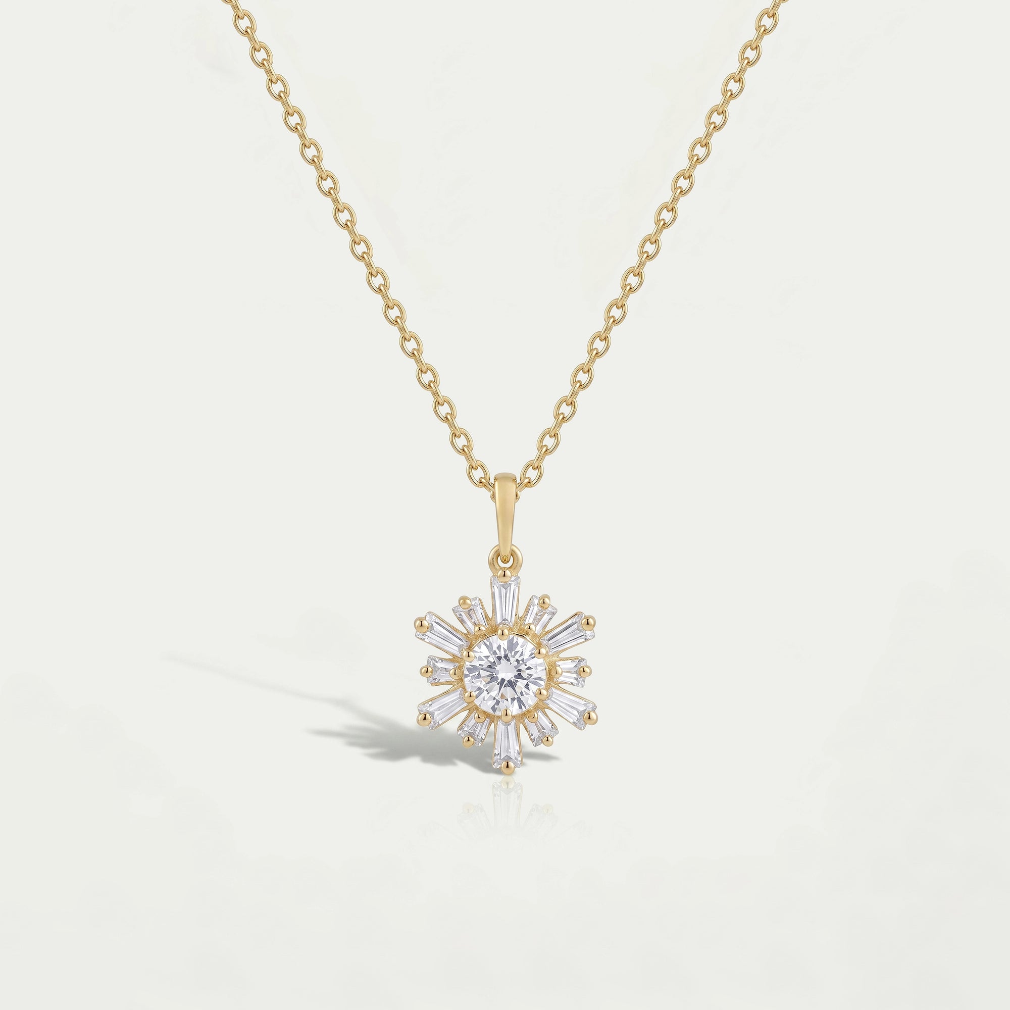 Tapered Baguette And Round Cluster Diamond Necklace Necklaces