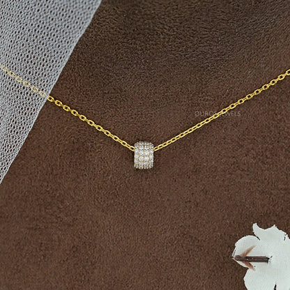 Round Lab Diamond Barrel Pendant Necklaces