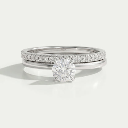 Round Cut Lab Grown Diamond Bridal Ring Set